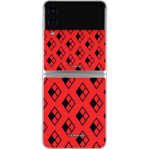 DC Comics Harley Quinn Logo Pattern Galaxy Z Flip3 5G Skin
